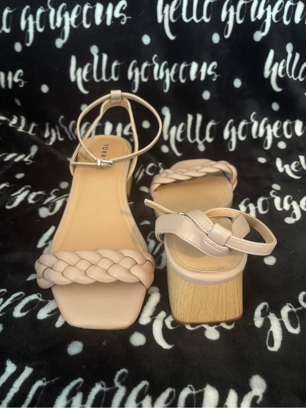 torrid Braided Strap Block Heel Sandals in Blush